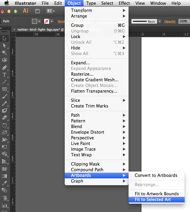 Fitting to selected art in Illustrator